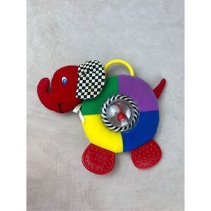 Rare Vintage Eden Elephant Rattle Plush Primary Color Crinkle Baby Toy